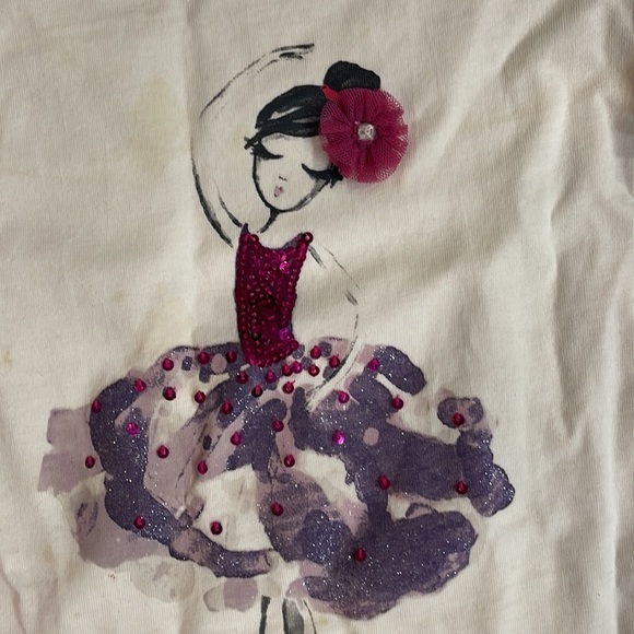 Gymboree embellished 💯 cotton ballerina T-shirt long sleeve girl 10 - Picture 3 of 11